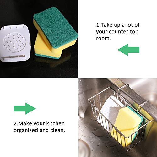 Thetis Homes Sponge Holder For Kitchen Skin, Stainless Steel Kitchen Skin Caddy, Durable & Rustproof Dishwashing Liquid Drainer, Dish Draining Skin Basket #TOP3