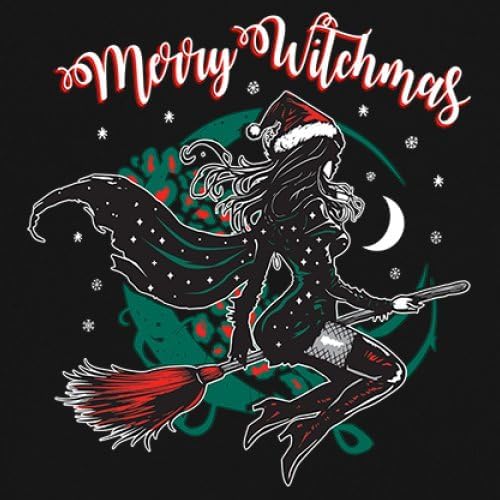 Merry Witchmas Women's V-Neck T-Shirt Cute Funny Christmas Witch Flying Broom Tis The Season Xmas Jolly Festive Spirit Tee - Image 3