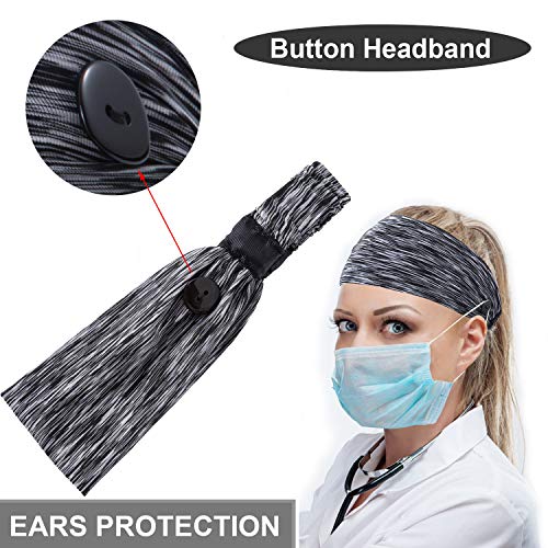 Zoldag Headbands With Buttons For Doctor Nurse Protect Ears Elasticity Button Headbands Non Slip Hair Bands For Yoga Sports Running #TOP2