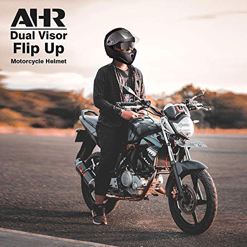 Ahr Motorcycle Helmet Dual Visor Modular Flip Up Full Face Helmet Dot Approved Helmet Run-M For Adult Motorbike Street Bike Moped Racing (Matt Black, Xl) #TOP7