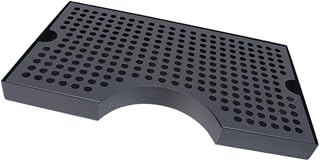 Spill Proof Drip Tray for Liquor Pouring Stainless Steel Drainage Type Plate for Kegerator Liquid Containment Solution Black Notched Drip Tray