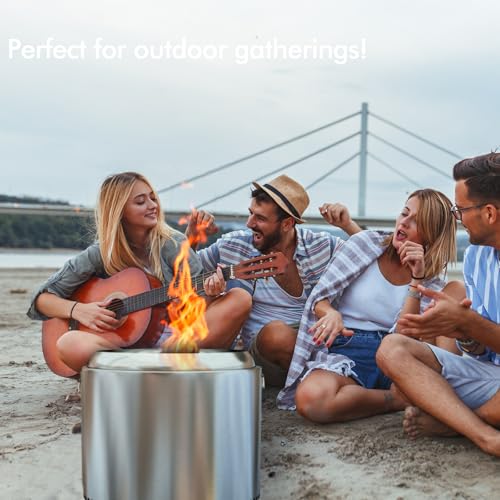 Garvee Portable Smokeless Fire Pit 27" with Stand, Enhanced Airflow, Durable Design, Stainless Steel Stove Wood Burning, Removable Ash Pan, for Camping, Garden, Backyard