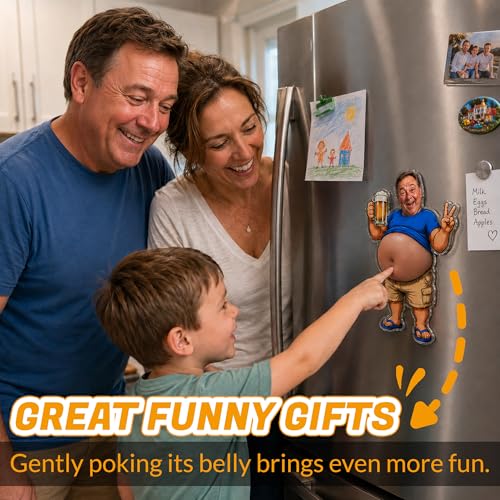 Custom Face Squishy Belly Fridge Magnet, Funny Dad BOD Magnet Gift for Dad Husband Grandpa, Personalized Photo Acrylic Magnet with Soft Silicone Belly for Refrigerator Kitchen Office (Style 1) — view 2