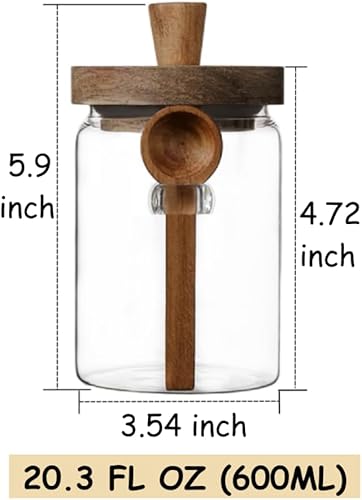 Miniatura 2 de ANSQU Tarro de vidrio con tapa y cuchara de madera, tarro de café molido contenedor, recipiente de almacenamiento de café y alimentos (20.3oz-1Pack)