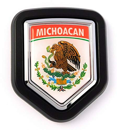 Image of Michoacan Mexico flag car truck black Shield Grill Badge grille mount emblem country state