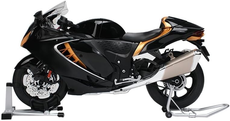 1/6 Scale Alloy Dynamic Motorcycle Model - Simulation Bike with Ignition System Smoke Spray, Immersive Light & Sound Effects for Enthusiasts (Black)