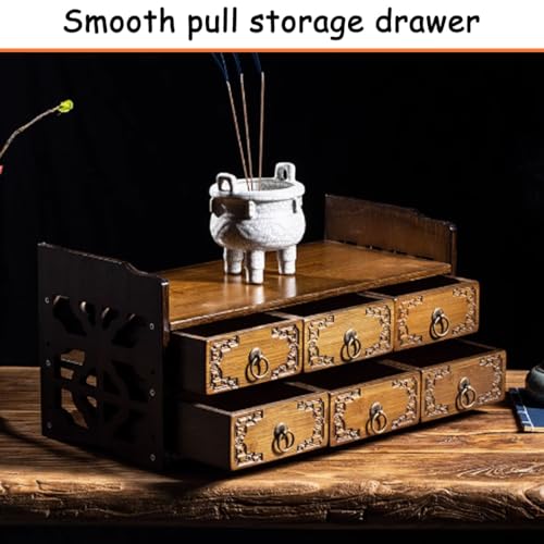 Mesa de altar chino YVYKFZD de bambú con cajón de 35.5cm 6