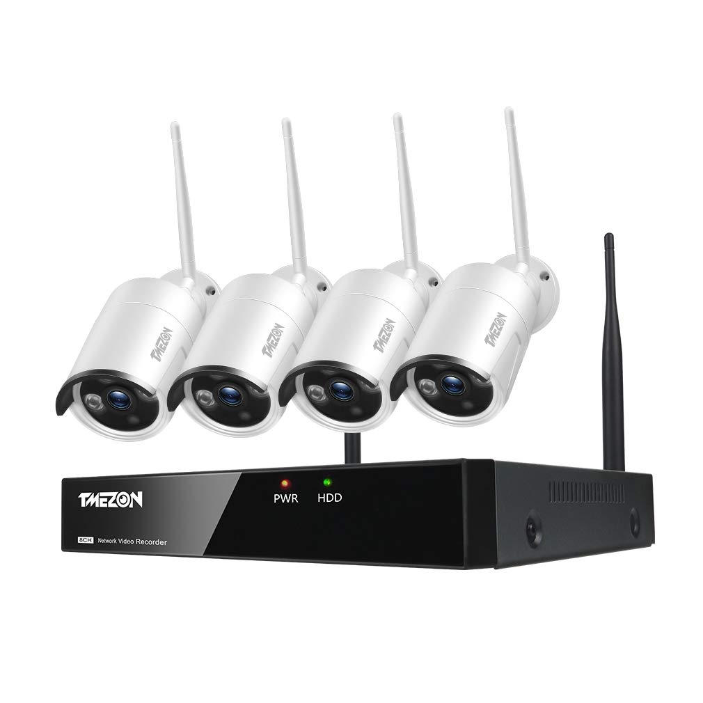 TMEZON 8CH Wireless Security Camera System with NVR and four cameras