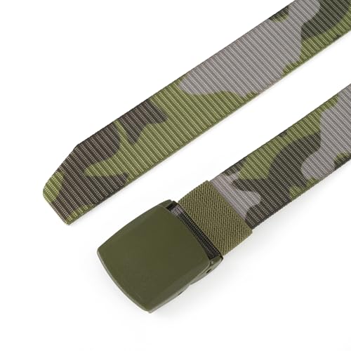 Mile High Life | Nylon Web Belt | Outdoor Military Belt | TSA Safe Buckle (Camo Green, 142CM)3