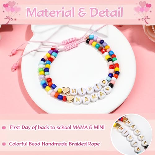 Back to School Gifts for Mommy Mom and Daughter First Day of School Bracelets Set4