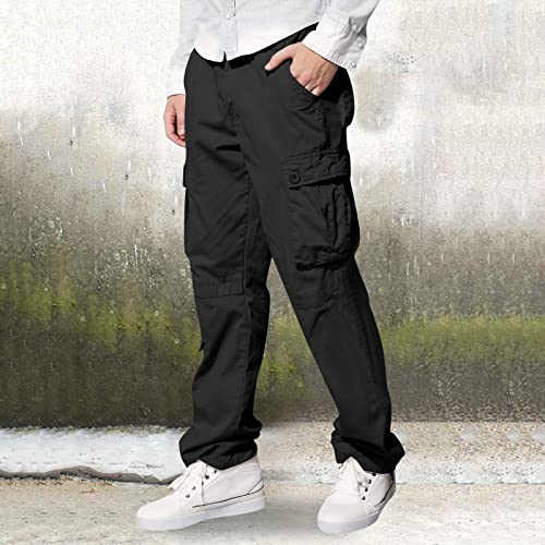 Men's Casual Straight Leg Pants Relaxed Fit Cargo Joggers Sweatpants Fashion with Pockets Trousers2