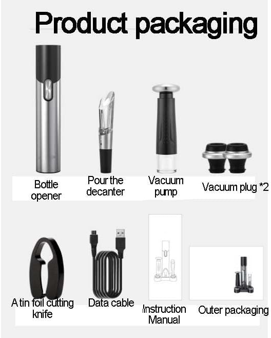 2-in-1 Electric Wine and Beer Opener Set, Rechargeable Corkscrew with Foil Cutter, Fast Aerator Pourer, Vacuum Wine Saver Pump, Charging Base, All-in-One Wine Accessories Kit