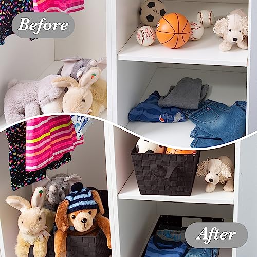 Image of Simplify Medium Woven Strap Tote | Decorative Storage Basket | 2 Handles | Organization | Closet | Bedroom | Bathroom | Nursery | Accessories | Toys | Gifts | 4 Pack | Chocolate