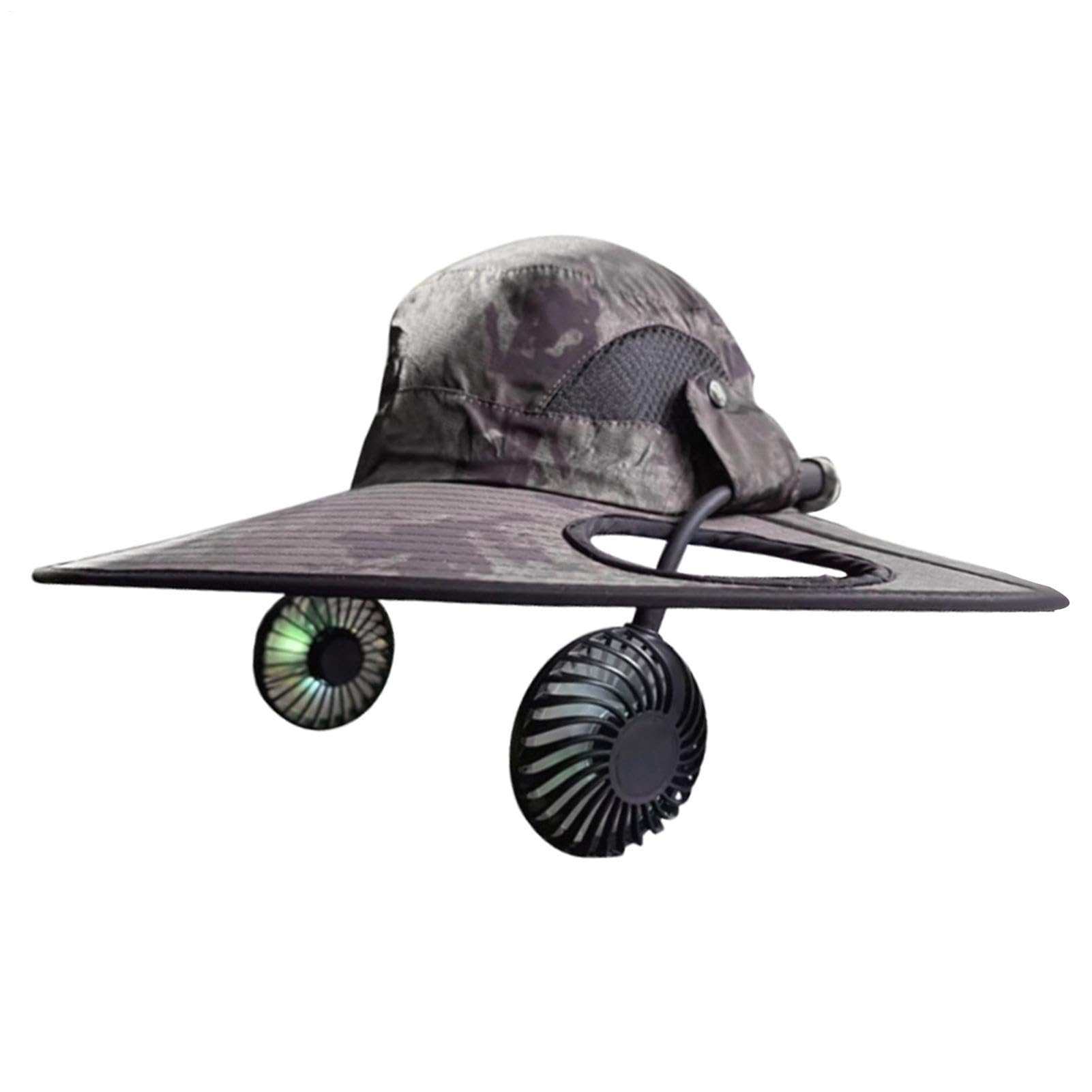 Berretto con ventilatore da uomo, impermeabile, portatile, con effetto rinfrescante, per pesca all'aperto, con ventole, per spiaggia, barca, campeggio, ciclismo, pesca, golf, escursionismo