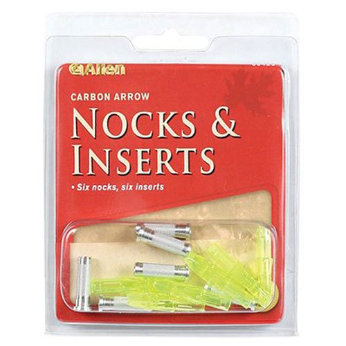 Allen Archery Nock & Aluminum Insert Pack for Carbon Arrows (6 of Each)