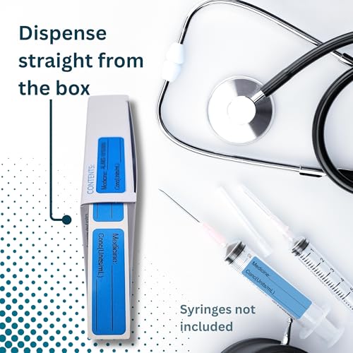 Image of Blue Medicine Syringe Labels (Units /mL) - 800 Medication Labels Stickers, 12mm x 40mm, for Hospitals, Pharmacy & Vet
