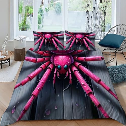 Housse de couette animaux imprimé 3D rose pour nuits douces