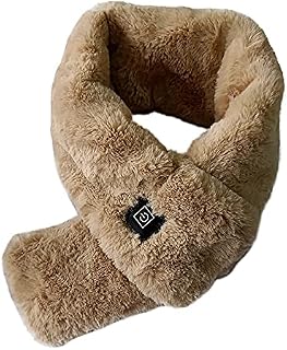 Almabbg Electric Heated Scarf,Faux Rabbit Fur Scarf with USB Neck Heating Pad, Fluffy Winter Warmer Neck Wrap for Autumn Winter Coat Dress (Pink)