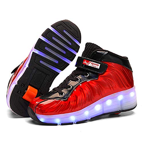 SDSPEED 7 Colors LED Rechargeable Kids Roller Skate Shoes with Single Wheel Shoes Sport Sneaker