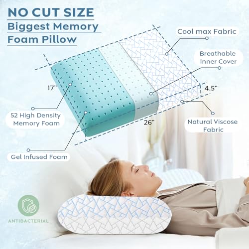Image of AYKA Dual Season Cooling Memory Foam Pillow for Neck & Shoulder Pain | Neck Orthopedic Pillow for Sleeping, Pain Relief & Spinal Alignment | Ergonomic Design | 2 Years Warranty (Set of 1)