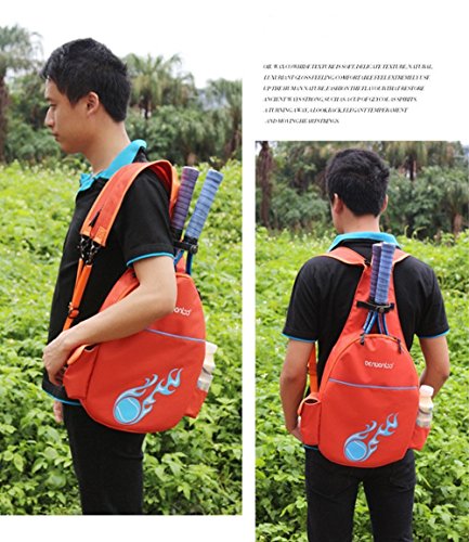Klau Nylon Tennis Racquet Backpack Tennis Shoulder bag Outdoor Sports Bag Orange for Children Teenagers Tennis Beginners