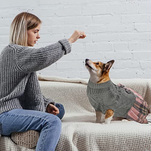 Weewooday 2 Pieces Dog Sweater Plaid Dress Turtleneck with Bow Tie Cold Weather Sweater Pet Sweater Pullover Knitwear… - Image 7