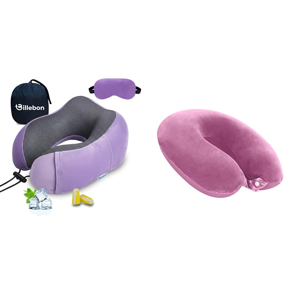 Billebon Neck Pillow for Travel – Cool-Gel Infused Memory Foam Support, U-Shape Ergonomic Design, + Cool Gel Infused Memory Foam Travel Neck Pillow with Magnetic Fabric Neck Support Pillow-image-46