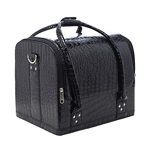 Preisvergleich Produktbild Doubleblack Kunstleder Kosmetikkoffer Schminkkoffer Beauty Case Gross Fuer Makeup Artist Schwarz