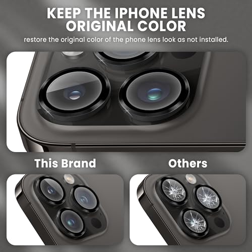 Image of ArmourPro Premium Camera Lens Protector Tempered Glass Compatible For iPhone 14 Pro Max and iPhone 14 Pro Tough HD Individual Aluminum Alloy Rings 9H Camera Cover , Scratch-Resistant,Camera Lens Protection| Black