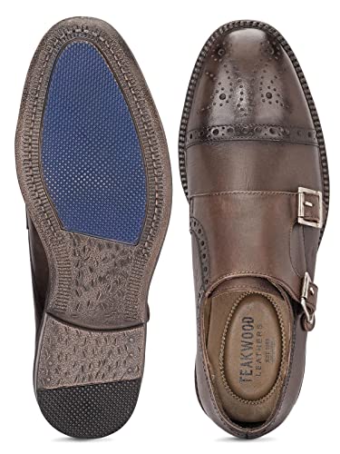 Image of TEAKWOOD LEATHERS Men Formal Monk Shoes Perfect for Semi Casual, Parties & Other Occasions Comfort, Durable Genuine Leather Monks Shoe for Men | SH MJ-57 P