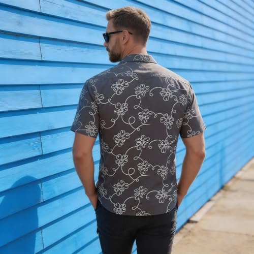 Image of Lymio Men Shirt || Men Embroidery Design Half Sleeve Cotton Shirt (Available Also Packs) (Embro-Flower)