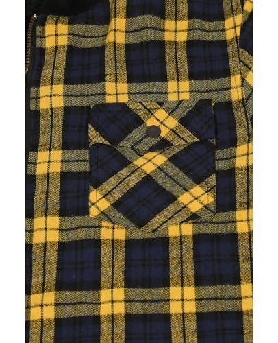 Image of ZENTHACE Men's Sherpa Lined Full Zip Hooded Plaid Shirt Jacket