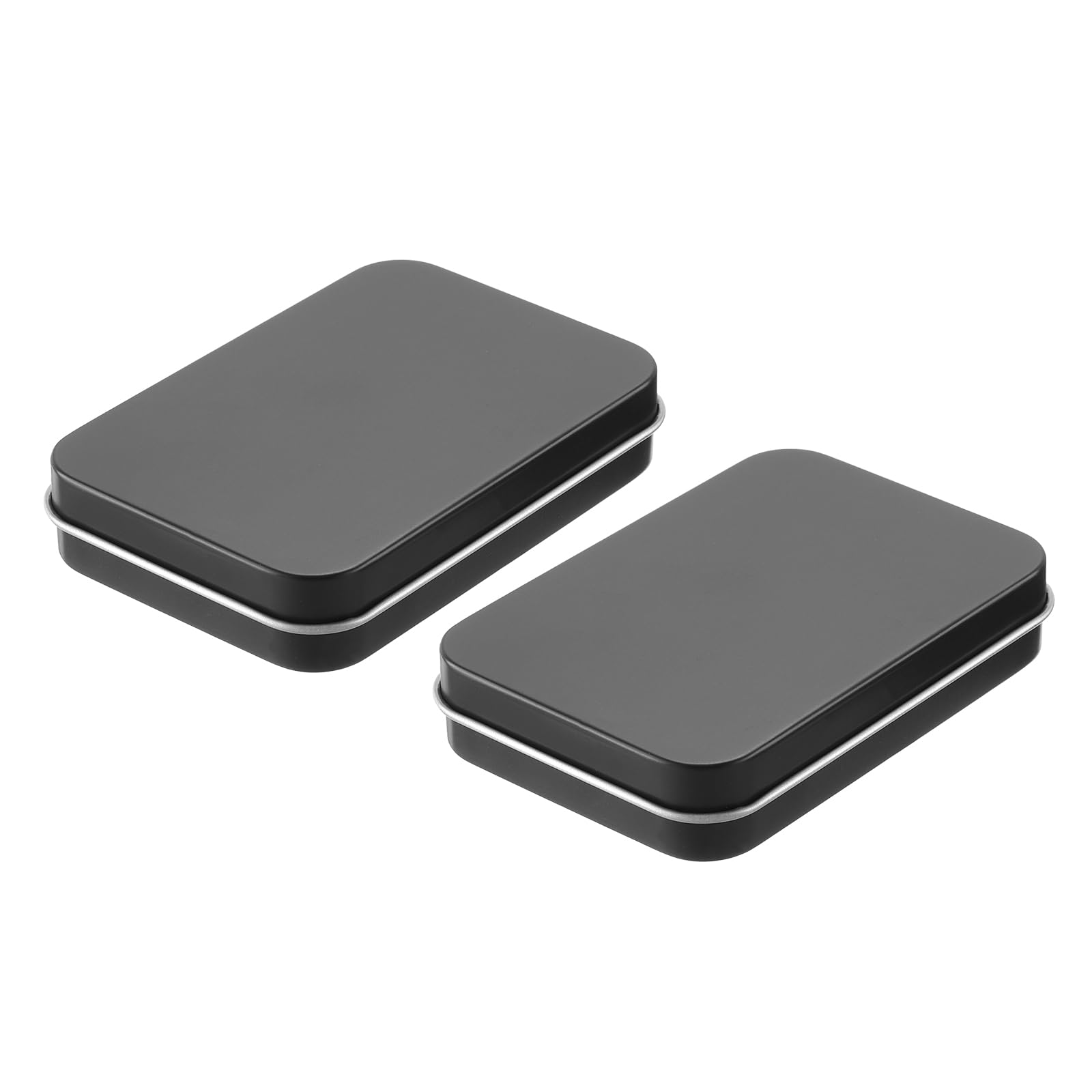 Boîte de rangement en métal noir uxcell (lot de 2) avec couvercle compact pour tiroir