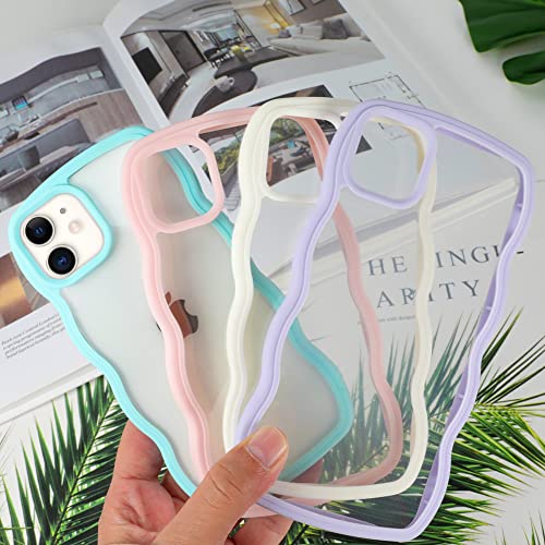 Tjkings With Screen Protector Cute Curly Wave Frame Shockproof Soft Tpu Iphone 11 Shockproof Case For Women Girls-Purple #TOP5
