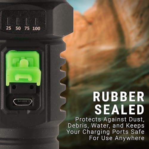 Image of LitezAll Soft Touch Flashlight | Compact LED Flashlight and Portable Rechargeable Flashlight 1000 Lumens | Durable with Smooth Rubberized TPR Coating Pocket Flashlight, Charging Cable Included