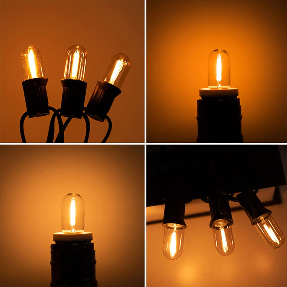 RYTM (Confezione da 20) Lampadine a LED, Lampadine Edison vintage con base E12/E14, Lampadine piccole a filamento LED antico T16, Dimmerabile da 0,6 W CA 100 V-230 V (Warm Yellow Light 2200k)