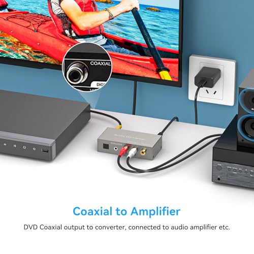 Image of HDMI ARC to RCA Audio Converter 3 in 1 Digital to Analog Audio Converter with Optical Coaxial ARC Input Toslink Coaxial RCA AUX Output Support Dolby DTS LPCM for TV Soundbar Home Theater
