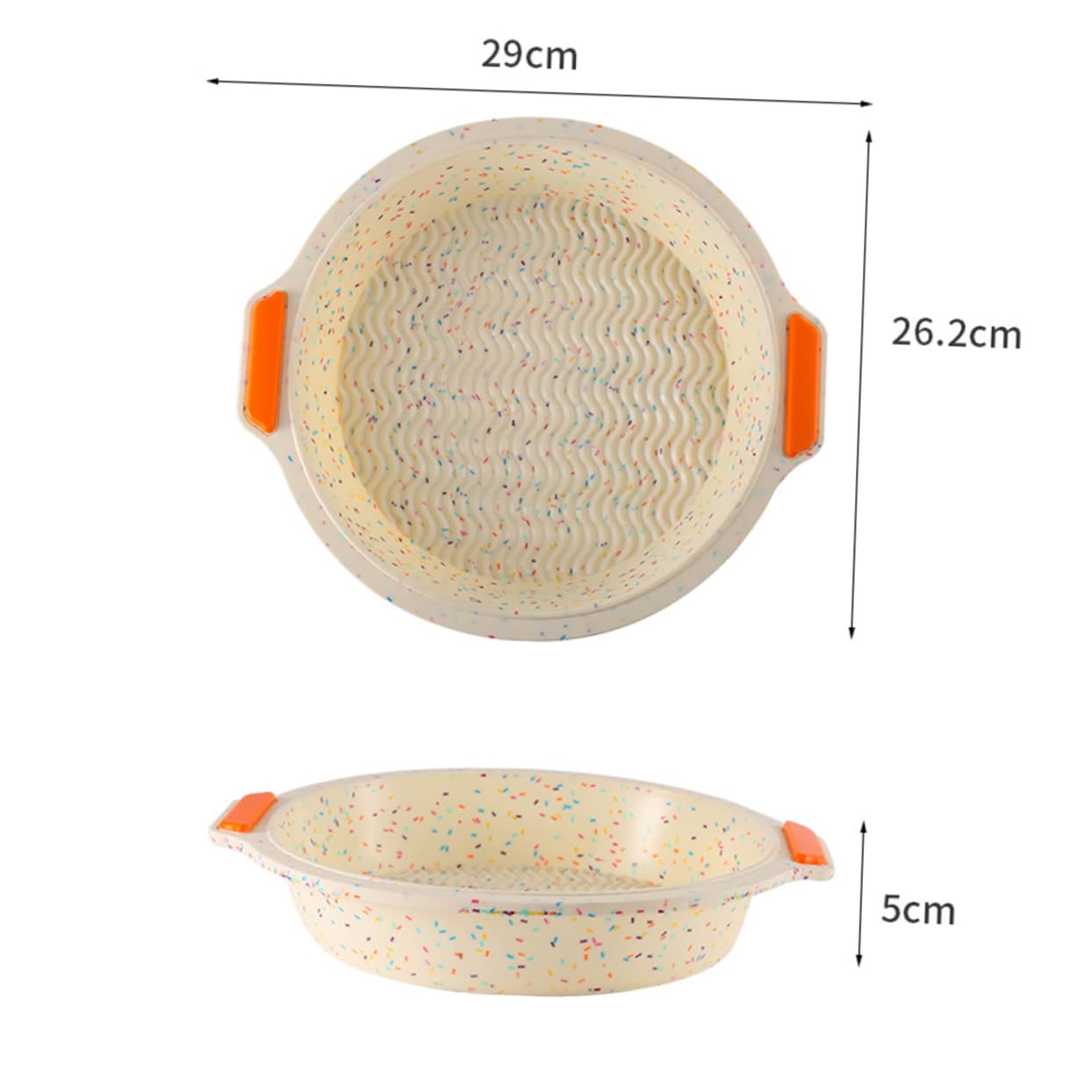 COLLBATH 1pc Colorful Dots Silicone Round Cake Thickened Binaural Non Stick Baking Tray for Cakes Biscuits and Bread Easy to Clean High Temperature Beige