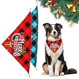 WUSJCOF 2 Pezzi Bandana Natalizia per Cani, Fazzoletto Triangolare per Cani e Gatti, Accessori Carini per Animali Domestici (Plaid)
