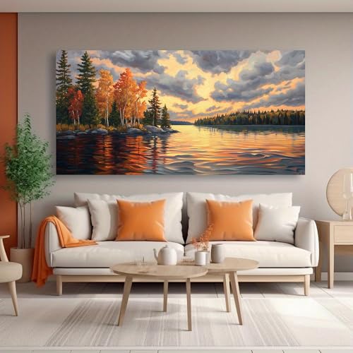 Tableau abstrait moderne vintage de salon KADING 35x72 cm horizontal pour chambre