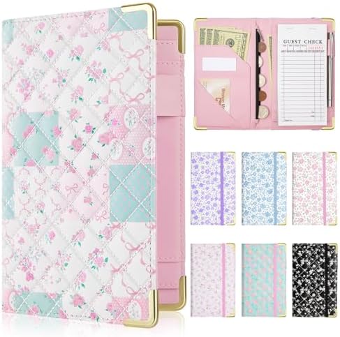 Server Books for Waitress, Leather Server Book with Zipper Pocket, Cute Servering Book with & Pen Holder Fits Servers Apron