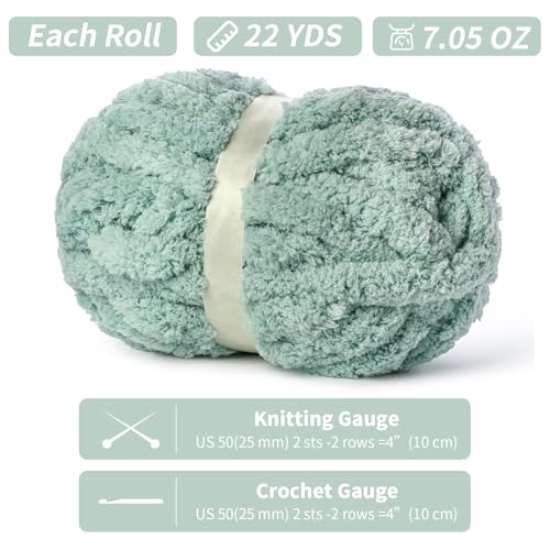 Image of 10 Pack of Jumbo Chunky Yarn for Hand Knitting,10# Super Bulky-Fluffy Chenille Yarn, 220 yds /70.5 oz Soft Thick Yarn for Crocheting Chunky Knit Throw Blankets.(Aqua Green)