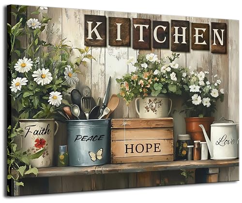 Rustic Kitchen Canvas Wall Art...