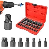 WEFHEF 25 Pezzi Estrattore Viti Spanate, Attrezzo per Svitare Vite Spanata,Estrattore Viti Danneggiate, Estrattori Viti per la Rimozione di Bulloni con 1 Box Portautensili con Maniglia