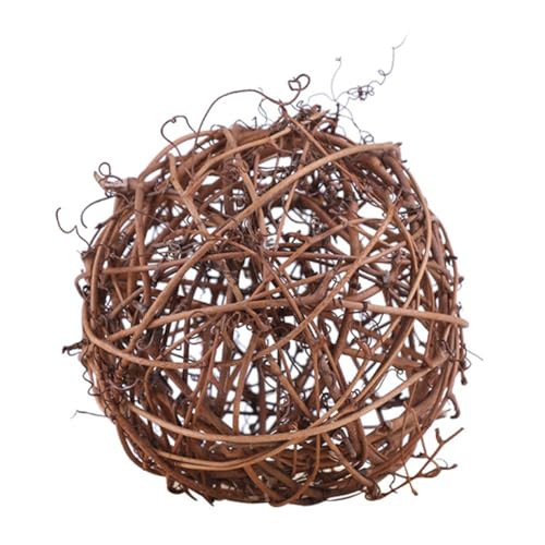 Anntool 3 Pcs Handmade Wicker Rattan Balls, Natural Vine Balls Bowl and Vase Filler Twig Orbs, Brown Rustic Decorative Ornament for Garden, Wedding, DIY Craft Toys, 5 Inch