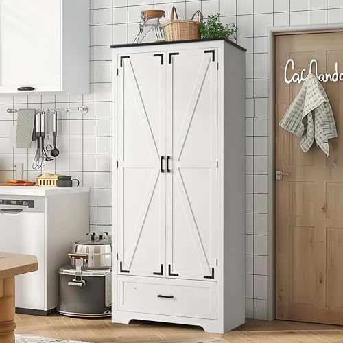 Pamapic Farmhouse Kitchen Pantry Cabinet - 71' Tall...