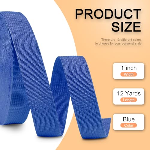 Image of CooBigo 12 Yards Webbing 1 inch & 1.5 inch & 2 inch Polypropylene Webbing Strap 1 Inch 1.5 Inch 2 Inch Wide Webbing Strapping for Bags /Lawn Chair /Pool Solar Cover DIY Crafting