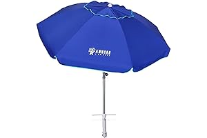 Beach Essential: AMMSUN 7-Foot Windproof Beach Umbrella with Sand Anchor