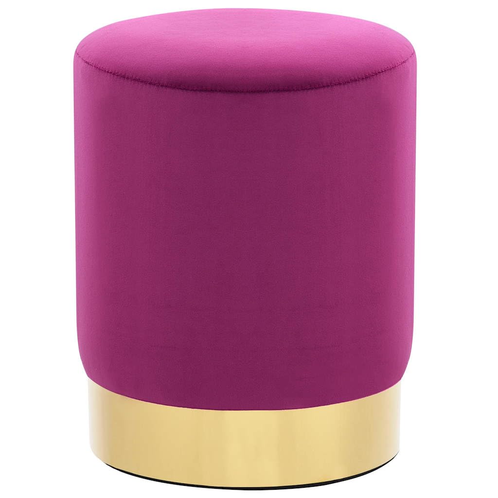 vidaXL Hocker Fassform Polsterhocker Sitzhocker Schemel Samthocker Pouf Sitzpouf Velour Fußhocker Rund Lila Golden Samt 28 x 36 cm Metall