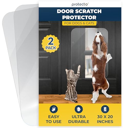 PROTECTO 2 Pack Door Protector from Dog Scratching 30x20 Cat & Dog Scratch Guard for Indoor/Outdoor Use Easy Install on Doors, Walls, Glass & Screen